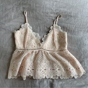 A.PEACH blush pink crochet lace cutout tank top